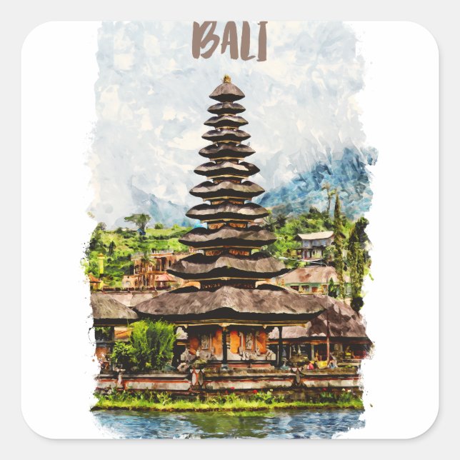 Adesivo Quadrado Bali Indonesia Ulun Danu Beratan Sticker (Frente)