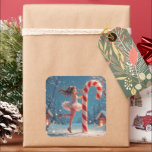 Adesivo Quadrado Ballerina Anime Girl & Candy Cane Christmas<br><div class="desc">A neve estalou suavemente sob seus pequenos pés enquanto ela girava e dançava. O tutu cor-de-rosa, uma nuvem de tula, rodopou-se pela sua delicada estrutura. Em suas mãos pequenas, ela embrenhou uma bengala gigante, suas faixas brilhando na luz verde e macia. A floresta, manchada numa camada intocada de neve, se...</div>