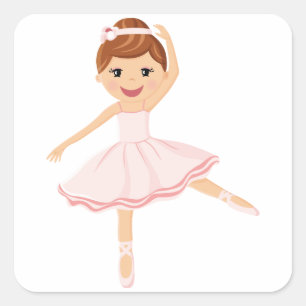 Adesivo Quadrado Ballerina Dancer com cabelo castanho
