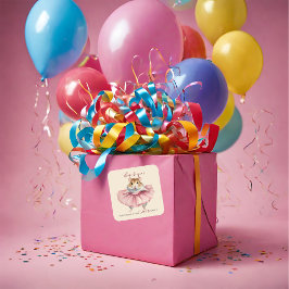 Adesivo Quadrado Ballerina Hamster Birthday Dance Party