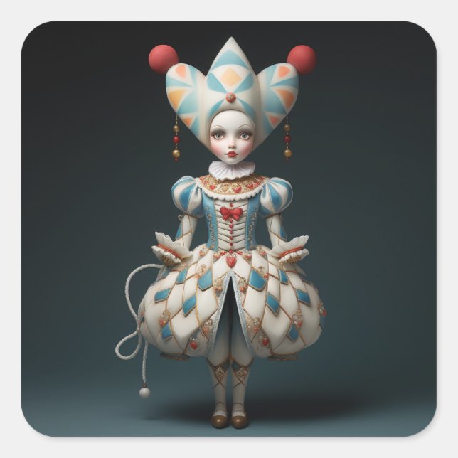 Adesivo Quadrado Ballet do Quebra-Nozes - Boneca Harlequim Moda (Frente)