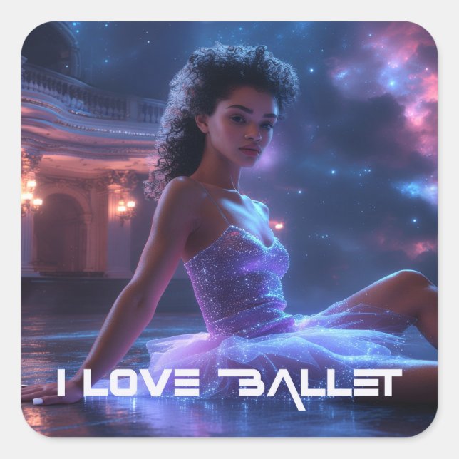 ADESIVO QUADRADO BALLET - EU AMO BALLET (Frente)