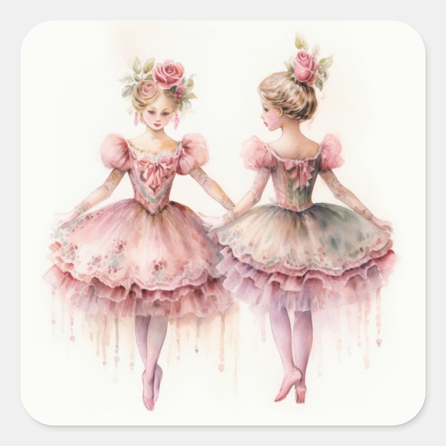 Adesivo Quadrado Ballet Quebra-Nozes, Rosebuds (Frente)