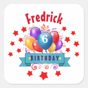 Adesivo Quadrado Balões Aniversários de criança Festivos Coloridos 