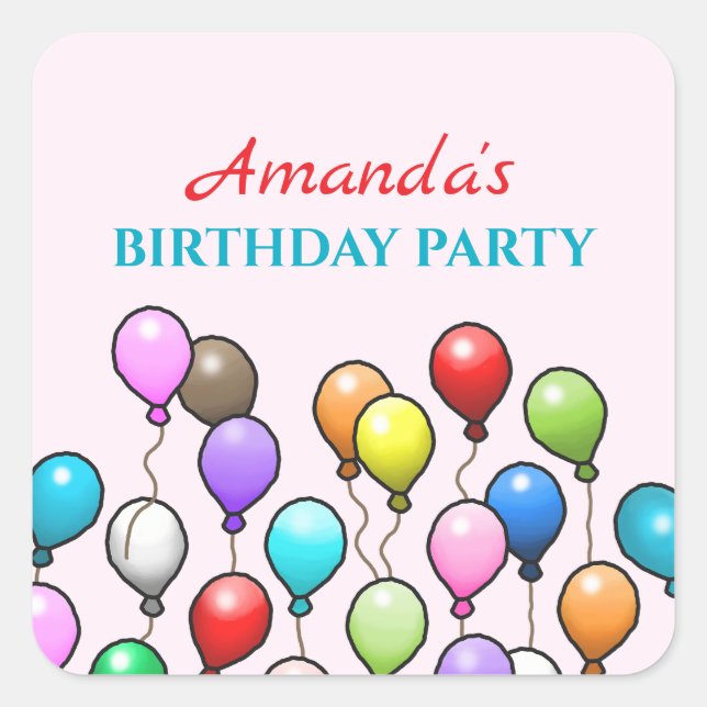 Adesivo Quadrado Balões de Aniversário (Frente)