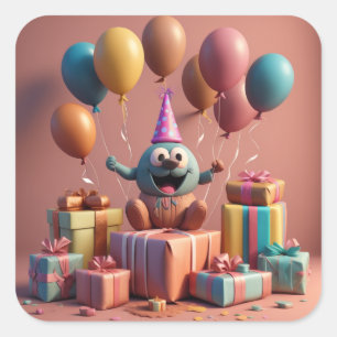 Adesivo Quadrado Balões trabalho de arte bonitinho