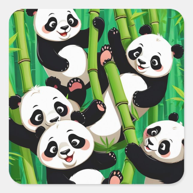 Adesivo Quadrado Bamboo Panda (Frente)