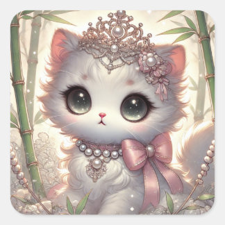 Adesivo Quadrado Bamboo Princess Cat