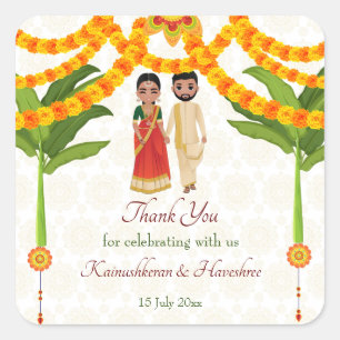 Adesivo Quadrado Banana de marigolos de casamento de Telugu Tamil