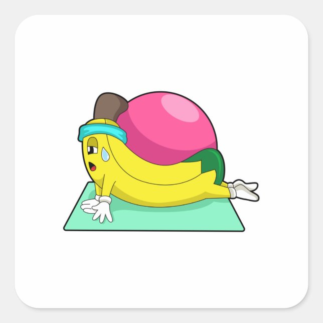 Adesivo Quadrado Banana na Malhação de Yoga (Frente)