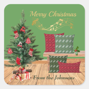 Adesivo Quadrado Banco Aconchegante Feliz Natal