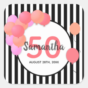 Adesivo Quadrado Banda branca branca de arco de balão de 50 anos