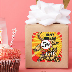 Adesivo Quadrado Banda da Cabeça Arco-Íris do Gatinho Leopardo Ultr