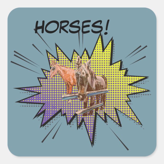 Adesivo Quadrado banda desenhada equina Jamie (Frente)