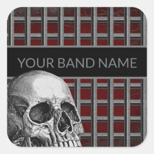 Adesivo Quadrado Banda Merch Rock Skull Music Squa