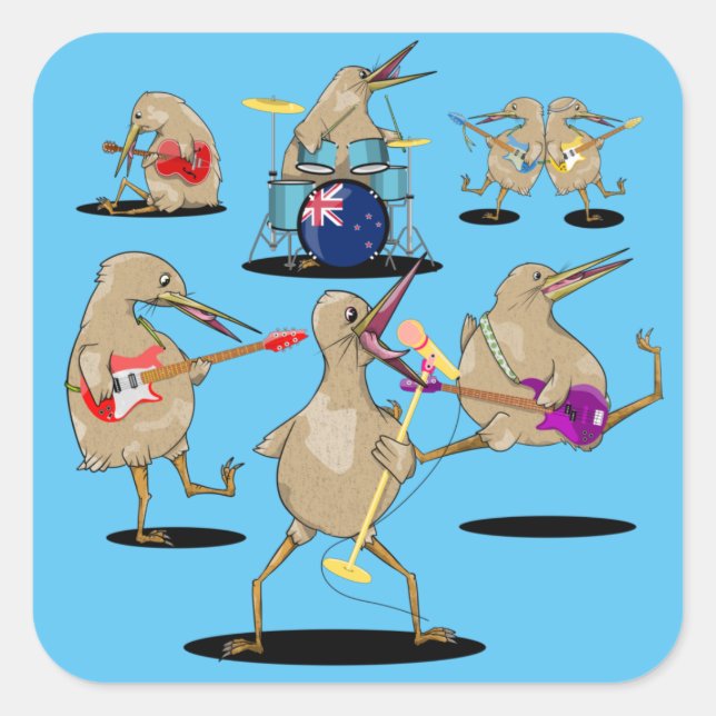 Adesivo Quadrado Banda NZ Music Kiwi (Frente)