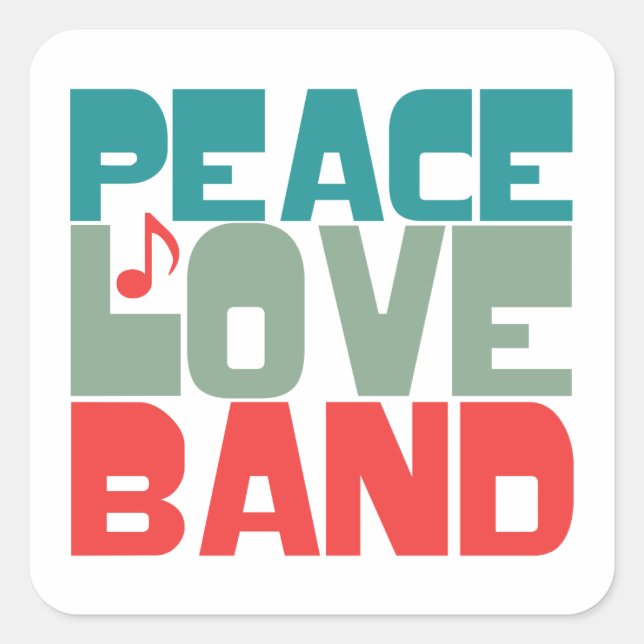 Adesivo Quadrado Banda Peace Love (Frente)