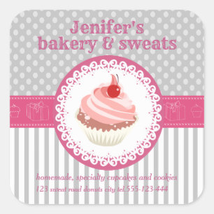 Adesivo Quadrado Bandas bolinhas de cupcakes de vindima