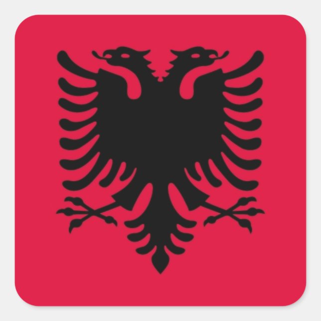 Adesivo Quadrado Bandeira albanesa (Frente)