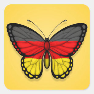 Adesivo Quadrado Bandeira alemão da borboleta no amarelo