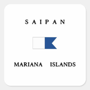 Adesivo Quadrado Bandeira alfa do mergulho de Saipan Mariana Island