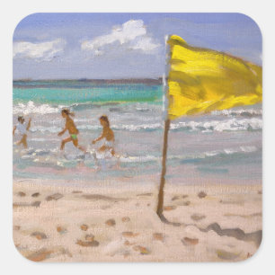 Adesivo Quadrado Bandeira amarela Barbados 2010