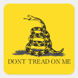 Adesivo Quadrado Bandeira Amarela Clássica de Gadsden Não Pise em M
