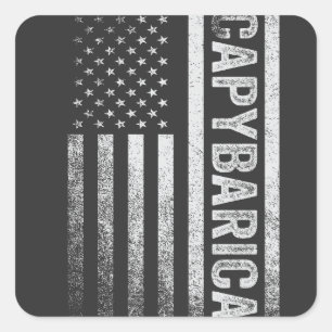 Adesivo Quadrado Bandeira Americana Capybara Lover Funny Capybarica