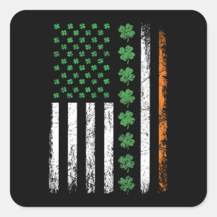 Adesivo Quadrado Bandeira Americana com Dia de São Patrício de Sham