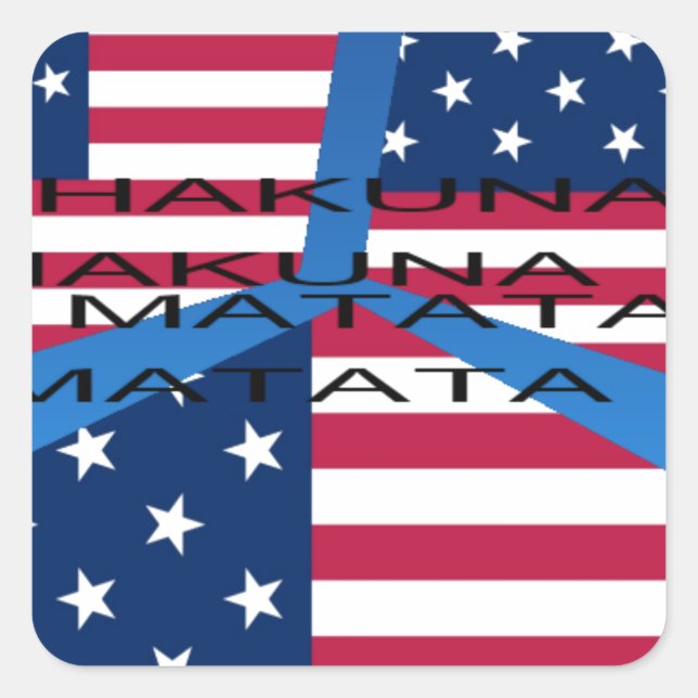Adesivo Quadrado Bandeira Americana com Hakuna Matata: Design Patri (Frente)