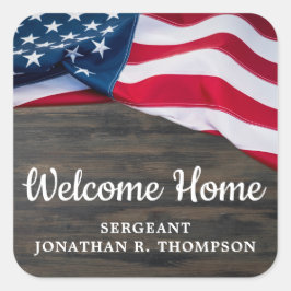Adesivo Quadrado Bandeira Americana de Boas-vindas do Exército