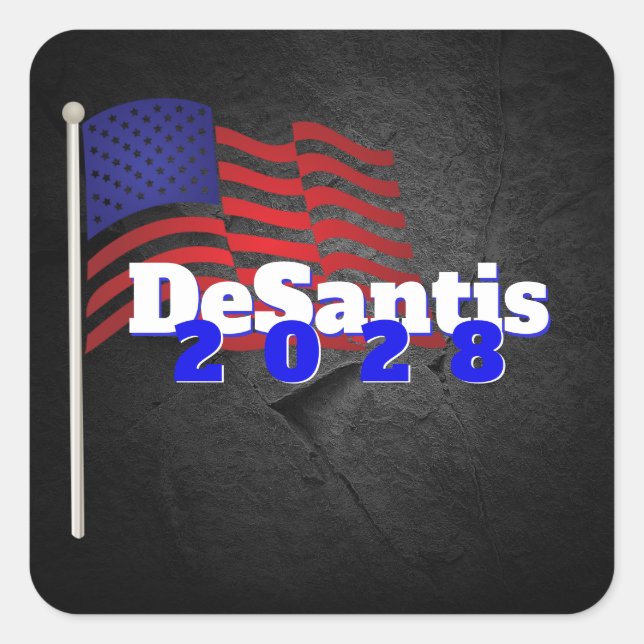 Adesivo Quadrado Bandeira Americana DeSantis 2028 (Frente)
