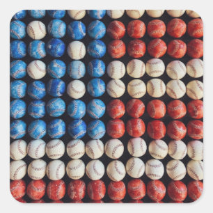 Adesivo Quadrado Bandeira Americana do Baseball