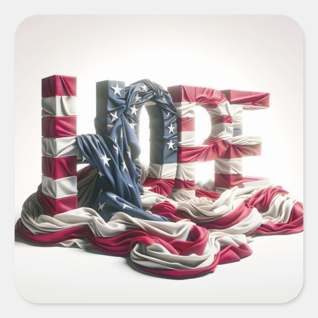 Adesivo Quadrado Bandeira Americana No HOPE (Frente)