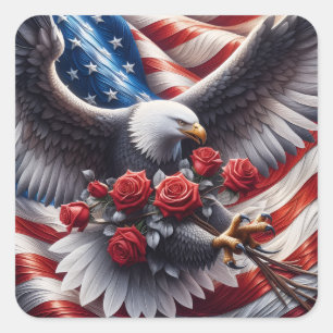 Adesivo Quadrado Bandeira Americana Patriótica e Águia