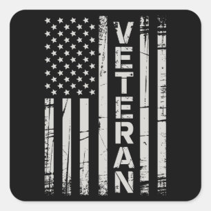 Adesivo Quadrado Bandeira Americana Patriótica Veterana do Exército