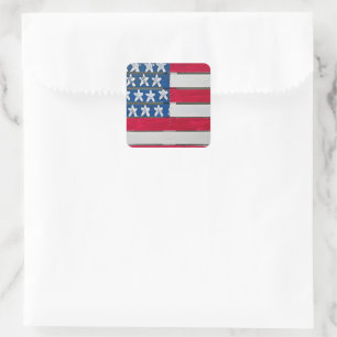 Adesivo Quadrado Bandeira Americana Pintada Em Palete De Madeira
