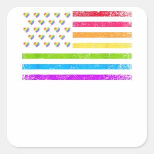 Adesivo Quadrado Bandeira Americana Rainbow LGBT Lésbica Orgulho ga