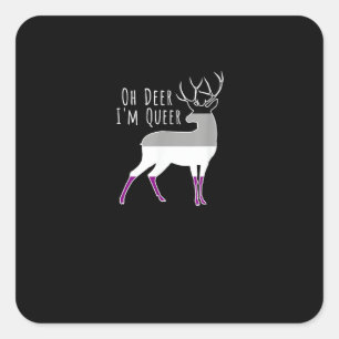Adesivo Quadrado Bandeira Assexual Oh Deer Orgulho Queer LGBT Engra