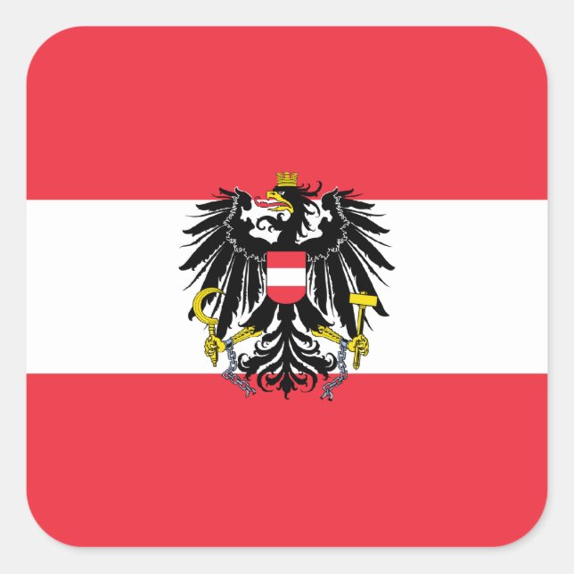 Adesivo Quadrado Bandeira Áustria/Áustria (Frente)