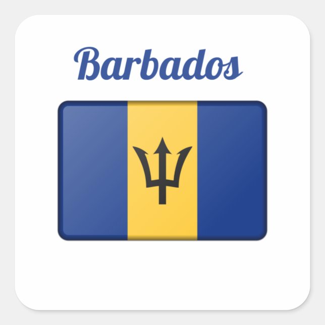 Adesivo Quadrado Bandeira Barbados (Frente)