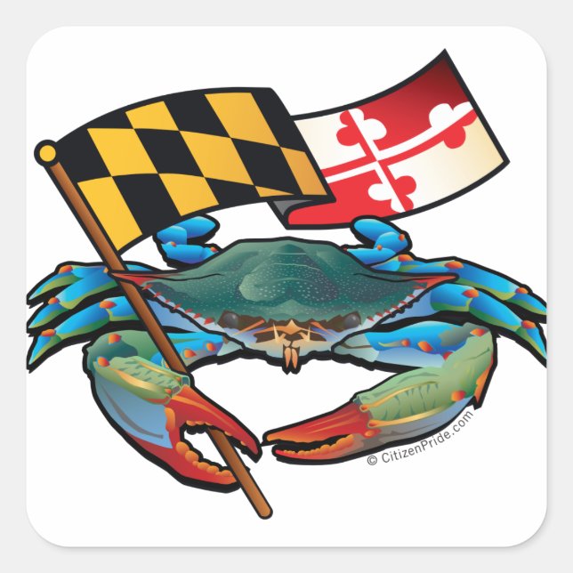 Adesivo Quadrado Bandeira Blue Crab Maryland (Frente)