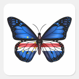 Adesivo Quadrado Bandeira Borboleta de Cabo Verde