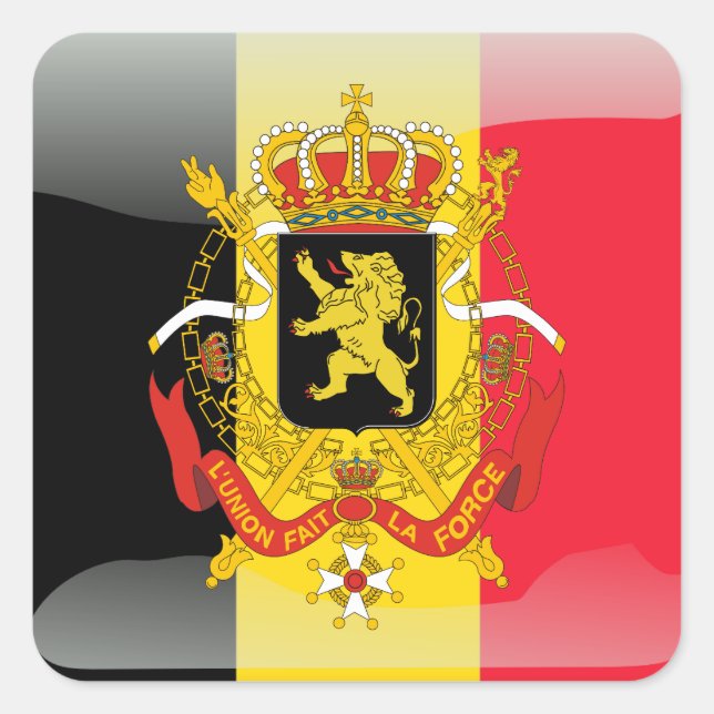 Adesivo Quadrado Bandeira brilhante belga (Frente)