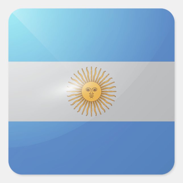Adesivo Quadrado Bandeira brilhante da Argentina (Frente)