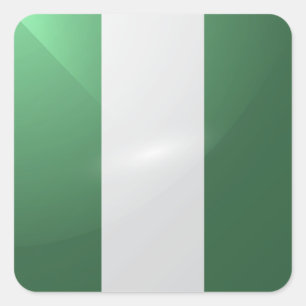 Adesivo Quadrado Bandeira brilhante da Nigéria