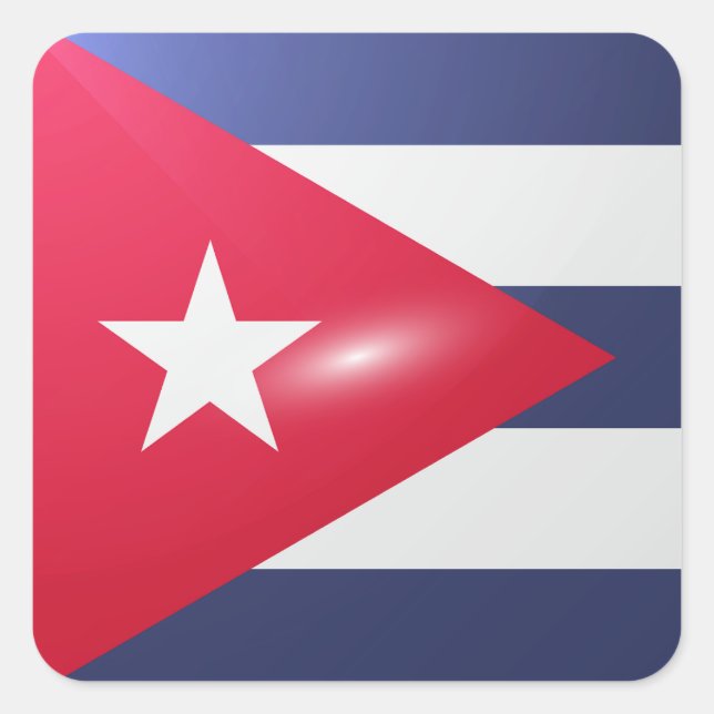 Adesivo Quadrado Bandeira Brilhante de Cuba (Frente)