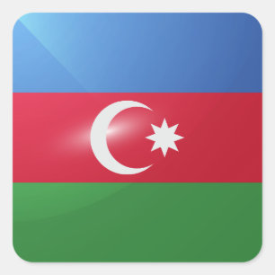 Adesivo Quadrado Bandeira brilhante do Azerbaijão