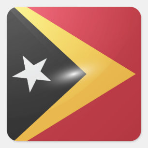 Adesivo Quadrado Bandeira brilhante do quadrado de Timor Leste