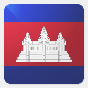 Adesivo Quadrado Bandeira brilhante do quadrado do Camboja